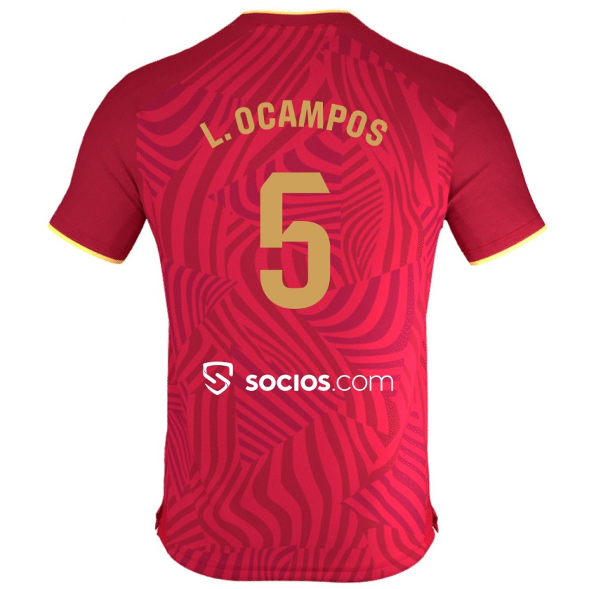 Hombre Camiseta Lucas Ocampos #5 Rojo 2ª Equipación 2023/24 La Camisa Perú