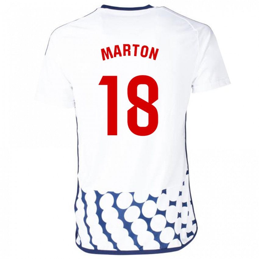 Hombre Camiseta Javier Marton #18 Blanco 2ª Equipación 2023/24 La Camisa Perú