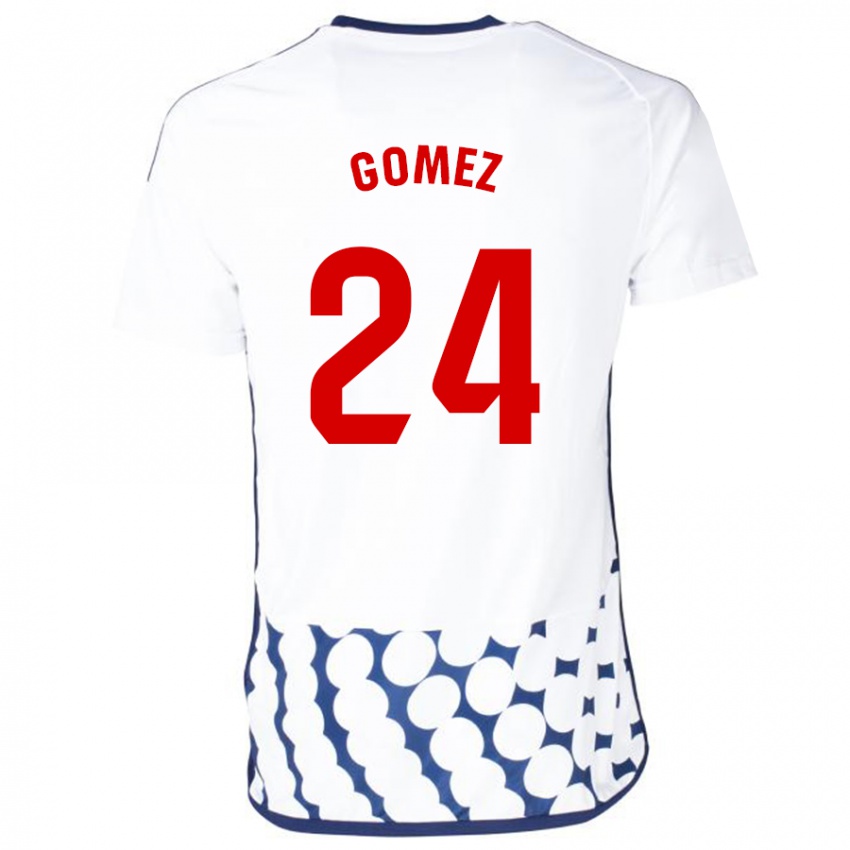 Hombre Camiseta Jonathan Gómez #24 Blanco 2ª Equipación 2023/24 La Camisa Perú