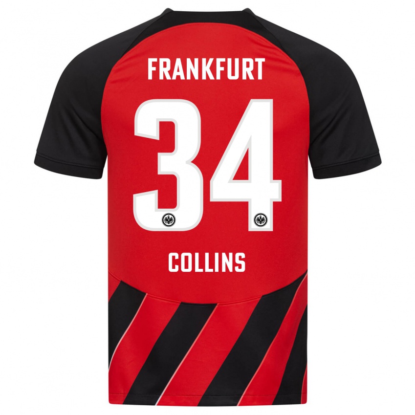 Mujer Camiseta Nnamdi Collins #34 Negro Rojo 1ª Equipación 2023/24 La Camisa Perú