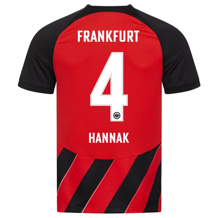 Mujer Camiseta Tim Hannak #4 Negro Rojo 1ª Equipación 2023/24 La Camisa Perú