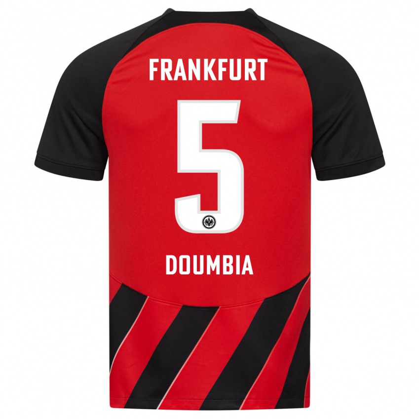 Mujer Camiseta Fousseny Doumbia #5 Negro Rojo 1ª Equipación 2023/24 La Camisa Perú