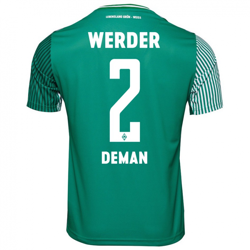Mujer Camiseta Olivier Deman #2 Verde 1ª Equipación 2023/24 La Camisa Perú