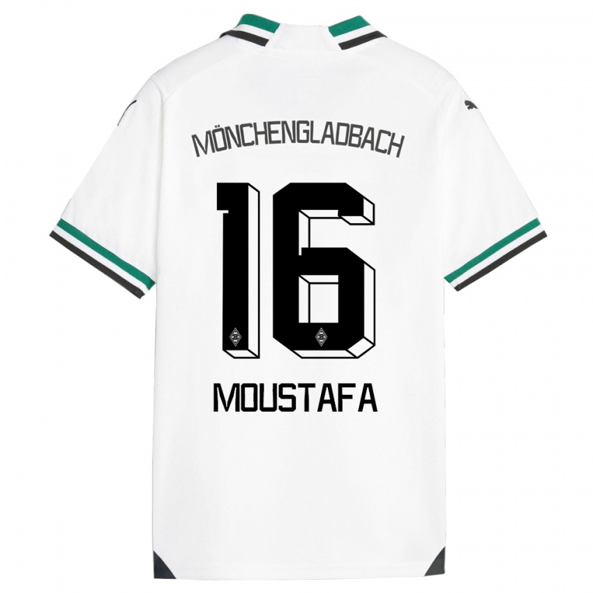 Mujer Camiseta Moustafa Ashraf Moustafa #16 Blanco Verde 1ª Equipación 2023/24 La Camisa Perú