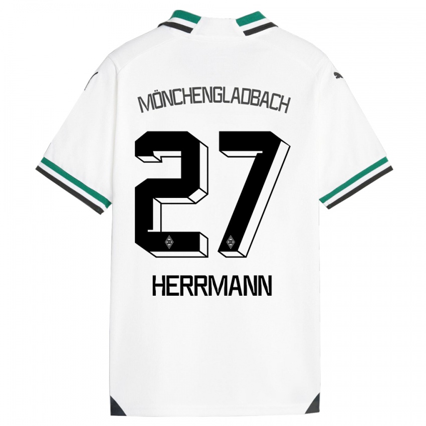 Mujer Camiseta Michelle Herrmann #27 Blanco Verde 1ª Equipación 2023/24 La Camisa Perú