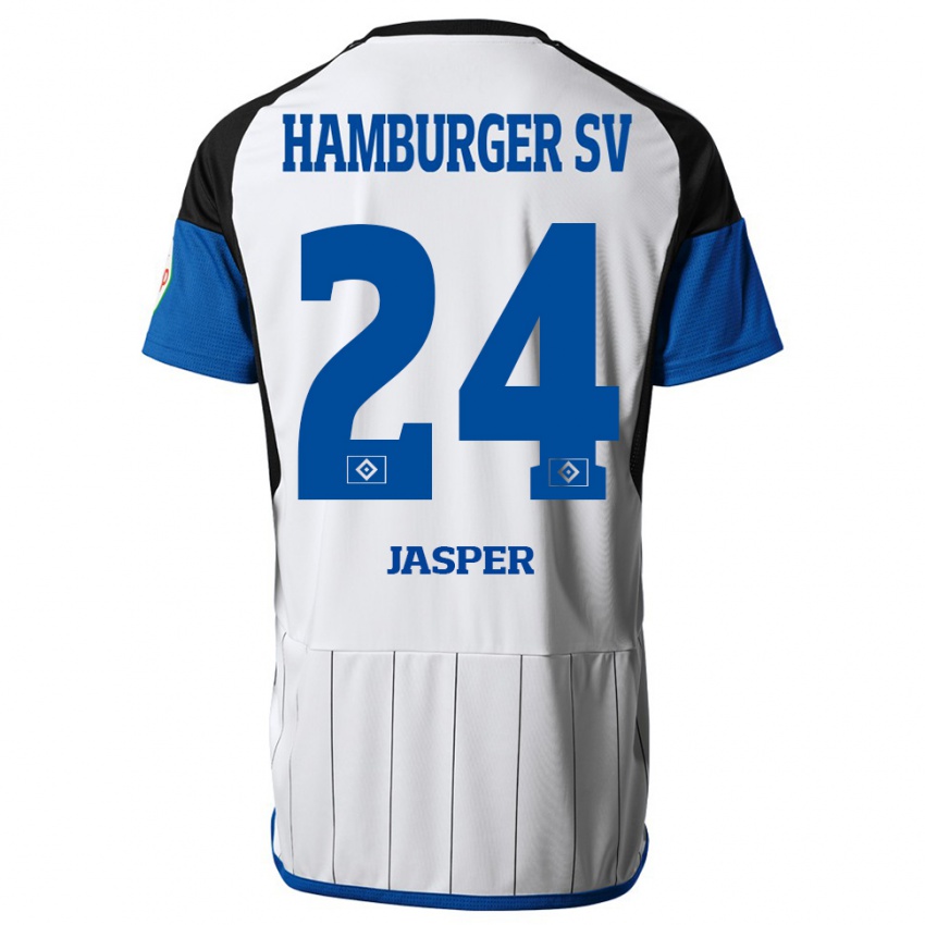 Mujer Camiseta Jan-Lukas Jasper #24 Blanco 1ª Equipación 2023/24 La Camisa Perú