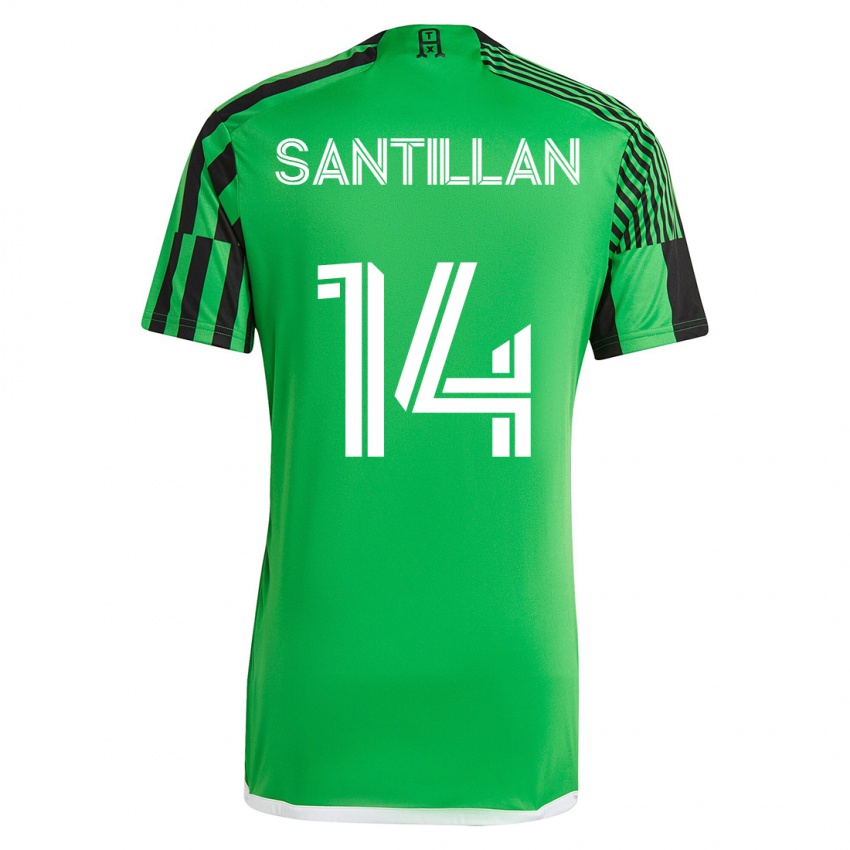 Mujer Camiseta Jonathan Santillan #14 Verde Negro 1ª Equipación 2023/24 La Camisa Perú