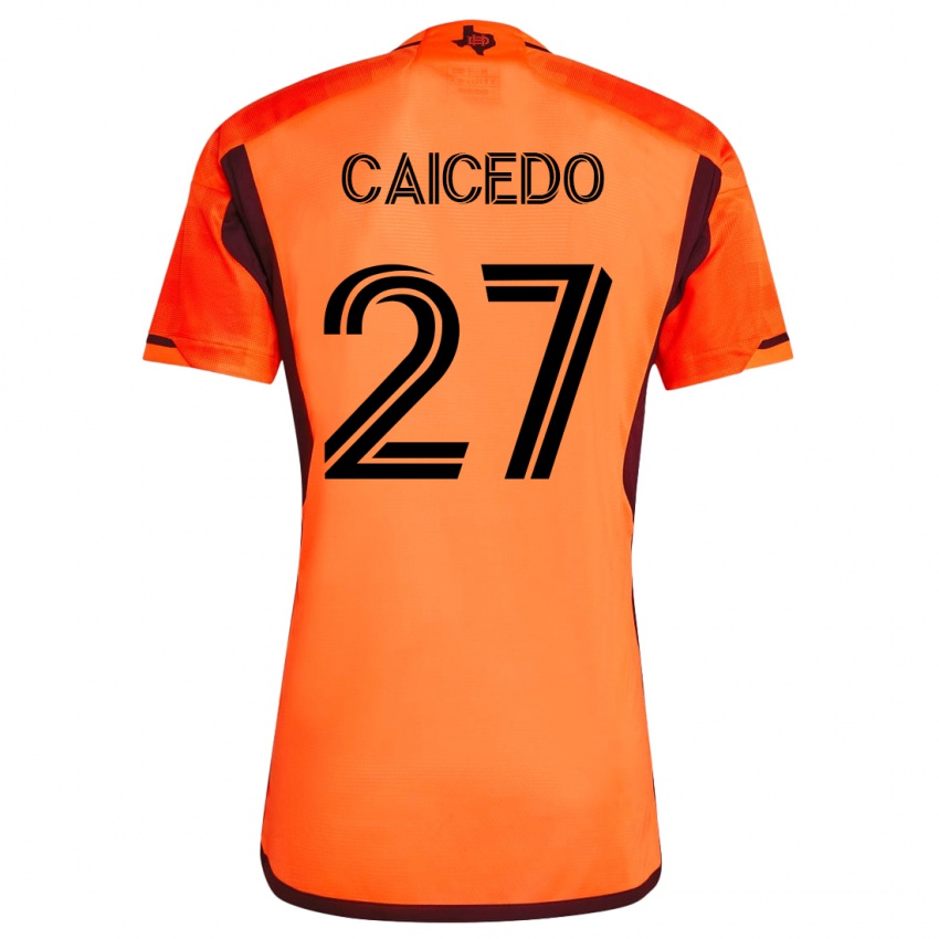 Mujer Camiseta Luis Caicedo #27 Naranja 1ª Equipación 2023/24 La Camisa Perú