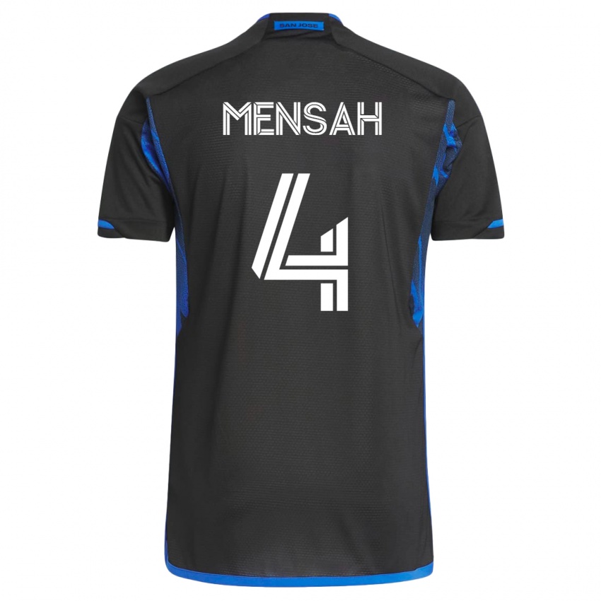 Mujer Camiseta Jonathan Mensah #4 Azul Negro 1ª Equipación 2023/24 La Camisa Perú