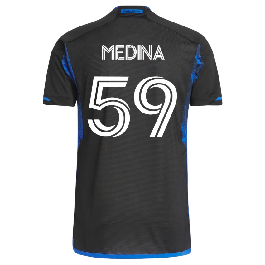 Mujer Camiseta Cruz Medina #59 Azul Negro 1ª Equipación 2023/24 La Camisa Perú