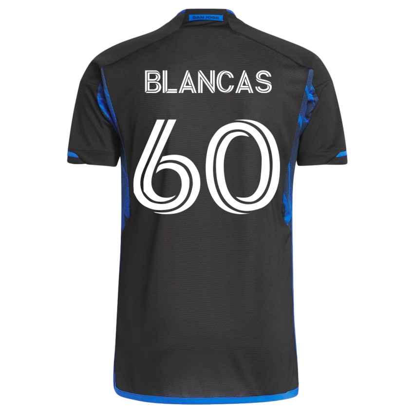 Mujer Camiseta Eduardo Blancas #60 Azul Negro 1ª Equipación 2023/24 La Camisa Perú