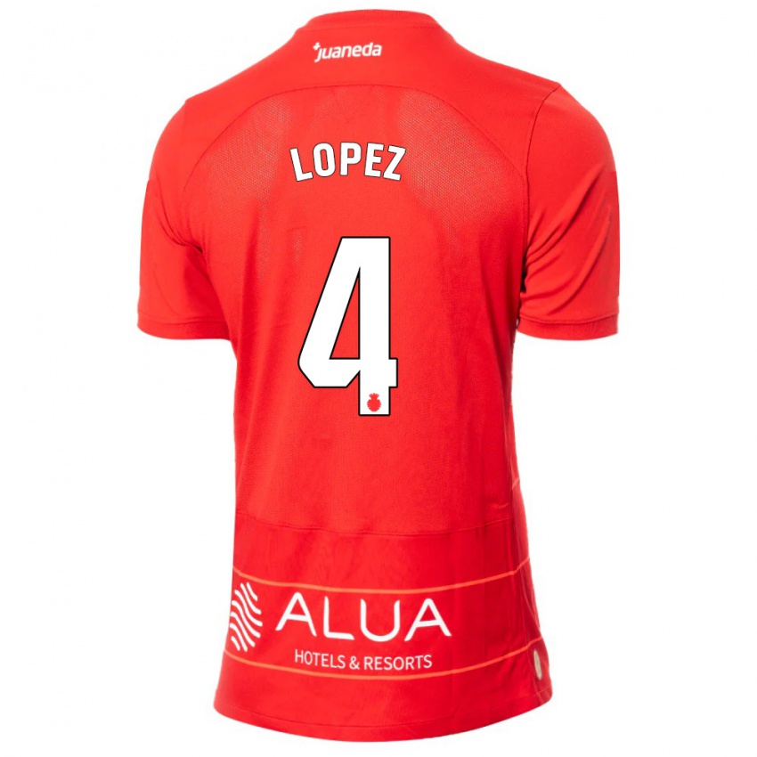 Mujer Camiseta David López #4 Rojo 1ª Equipación 2023/24 La Camisa Perú