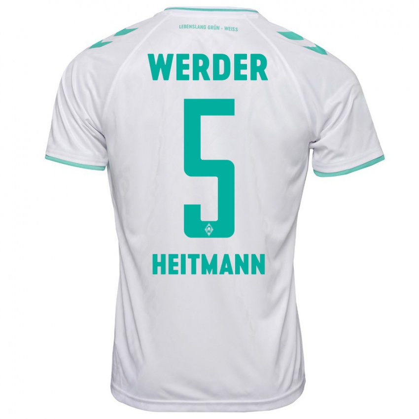 Mujer Camiseta Mats Heitmann #5 Blanco 2ª Equipación 2023/24 La Camisa Perú