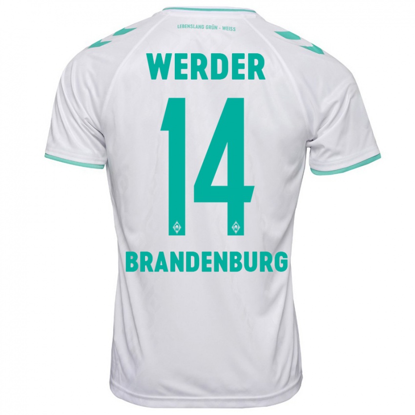 Mujer Camiseta Michaela Brandenburg #14 Blanco 2ª Equipación 2023/24 La Camisa Perú