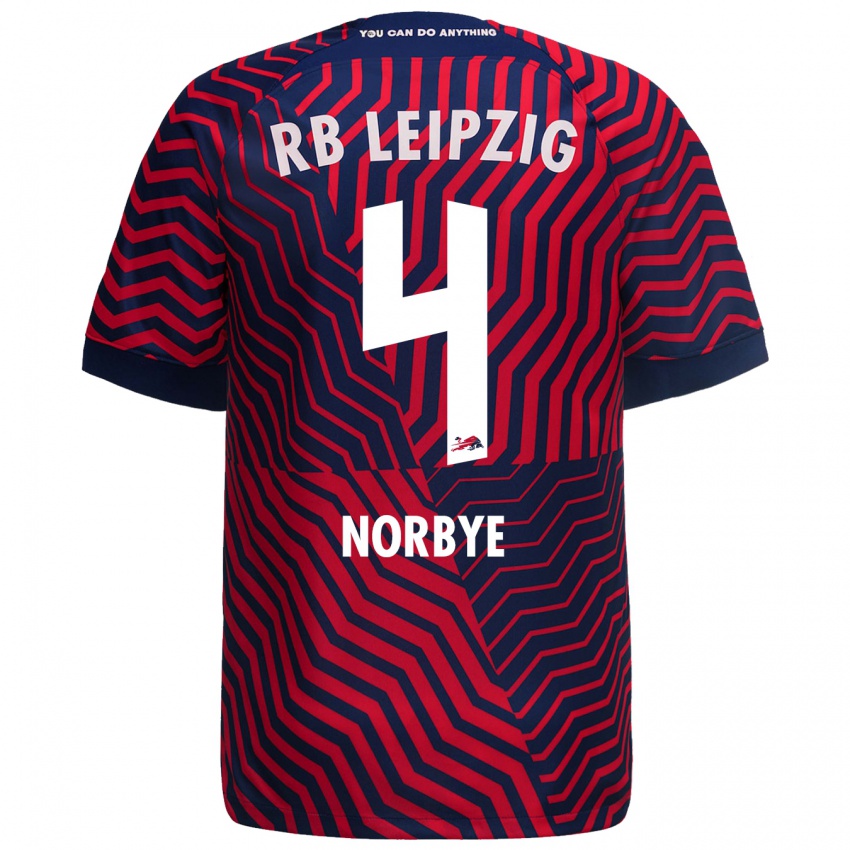 Mujer Camiseta Jonathan Norbye #4 Azul Rojo 2ª Equipación 2023/24 La Camisa Perú