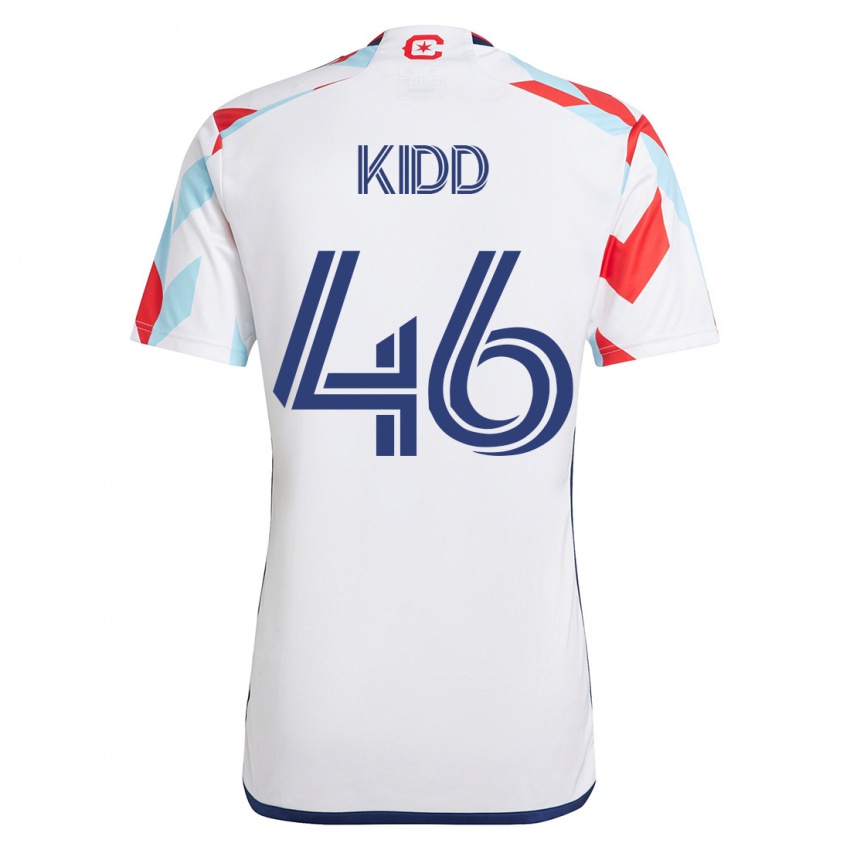 Mujer Camiseta Matteo Kidd #46 Blanco Azul 2ª Equipación 2023/24 La Camisa Perú