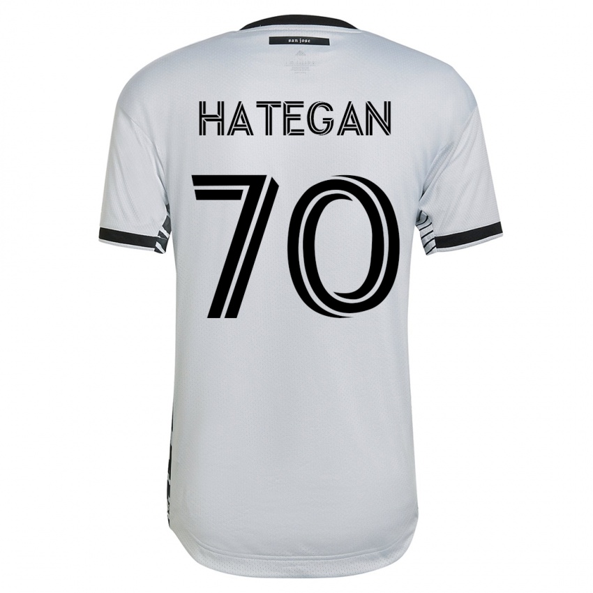 Mujer Camiseta Roberto Hategan #70 Blanco 2ª Equipación 2023/24 La Camisa Perú