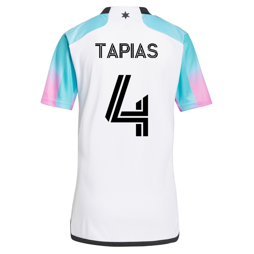 Mujer Camiseta Miguel Tapias #4 Blanco 2ª Equipación 2023/24 La Camisa Perú