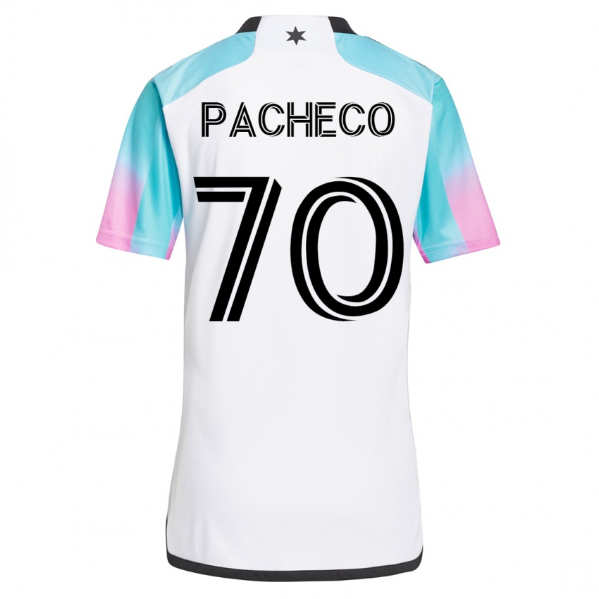 Mujer Camiseta Diogo Pacheco #70 Blanco 2ª Equipación 2023/24 La Camisa Perú