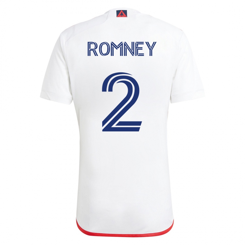 Mujer Camiseta Dave Romney #2 Blanco Rojo 2ª Equipación 2023/24 La Camisa Perú