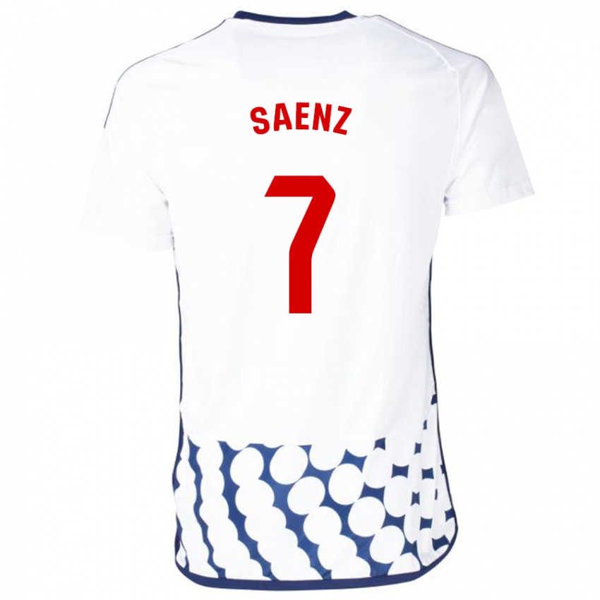 Mujer Camiseta Raúl Sáenz #7 Blanco 2ª Equipación 2023/24 La Camisa Perú