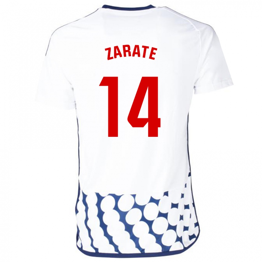 Mujer Camiseta Hugo Zárate #14 Blanco 2ª Equipación 2023/24 La Camisa Perú