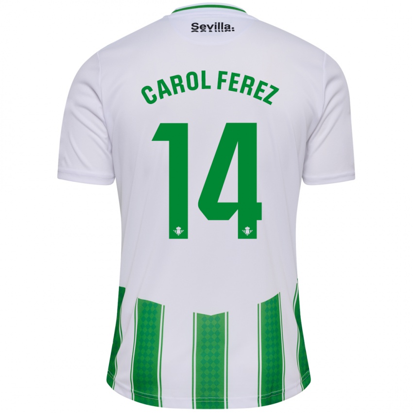 Niño Camiseta Carolina Férez Méndez #14 Blanco 1ª Equipación 2023/24 La Camisa Perú