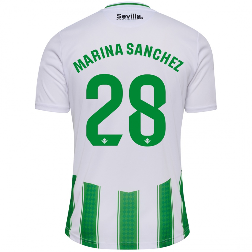 Niño Camiseta Marina Sánchez #28 Blanco 1ª Equipación 2023/24 La Camisa Perú