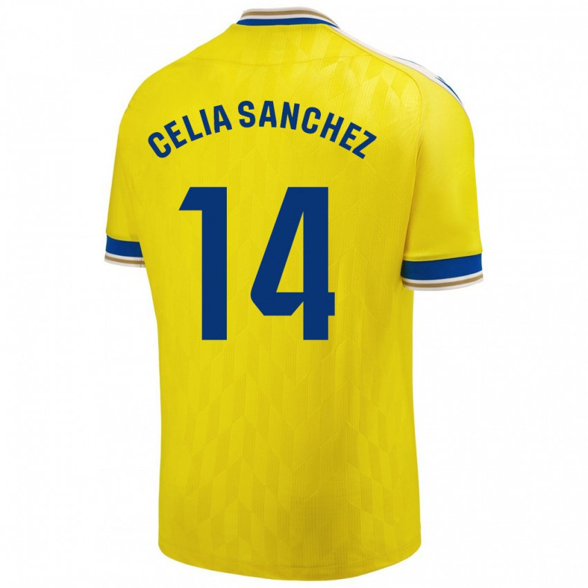 Niño Camiseta Celia Sánchez García #14 Amarillo 1ª Equipación 2023/24 La Camisa Perú