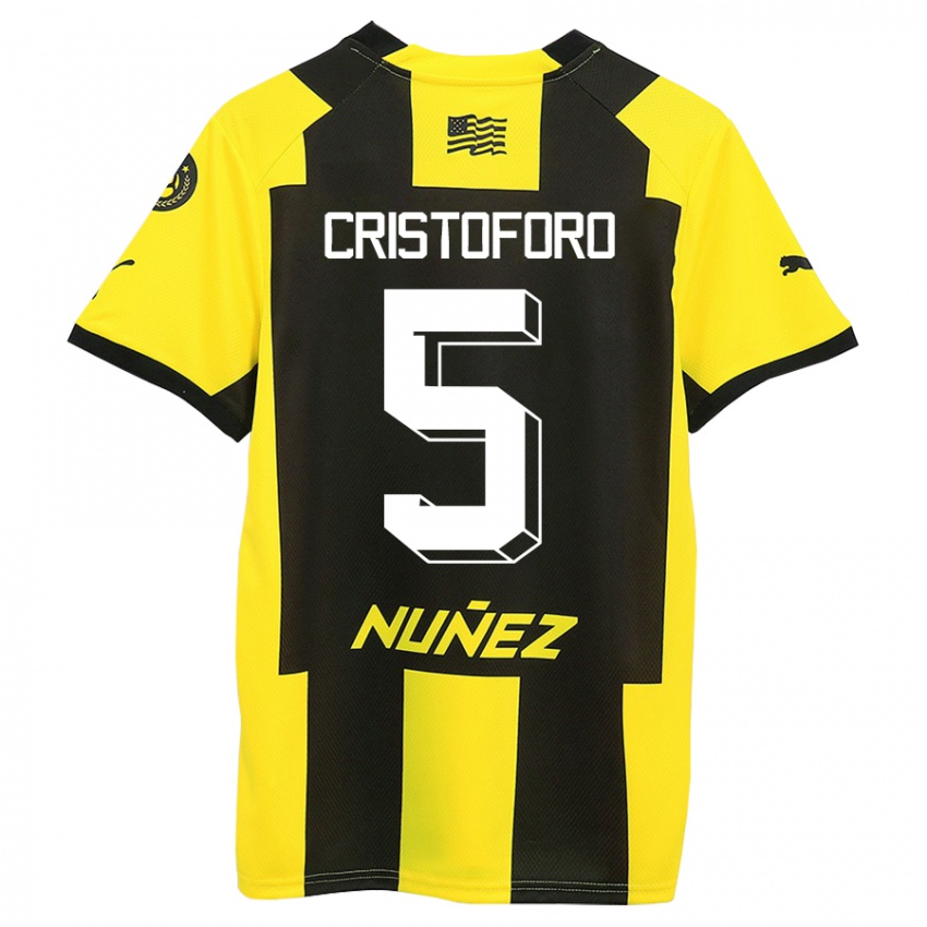 Niño Camiseta Sebastián Cristóforo #5 Amarillo Negro 1ª Equipación 2023/24 La Camisa Perú