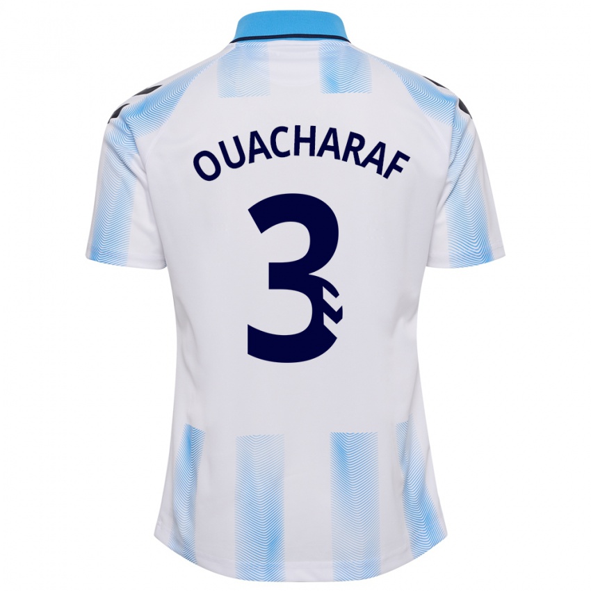 Niño Camiseta Bilal Ouacharaf #3 Blanco Azul 1ª Equipación 2023/24 La Camisa Perú