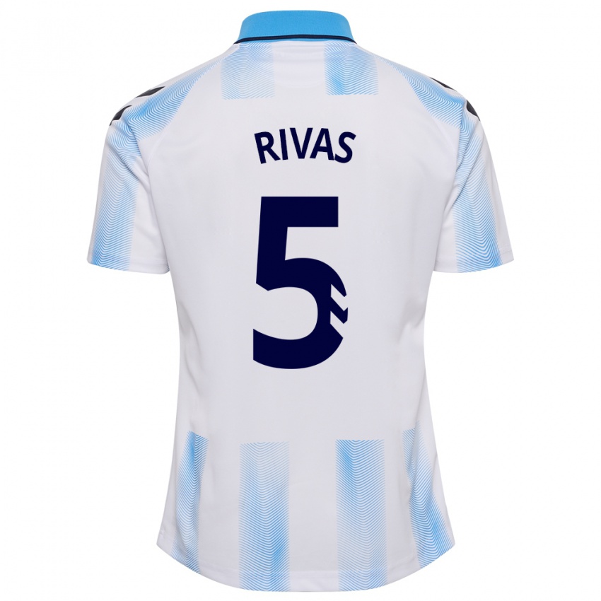 Niño Camiseta Juande Rivas #5 Blanco Azul 1ª Equipación 2023/24 La Camisa Perú