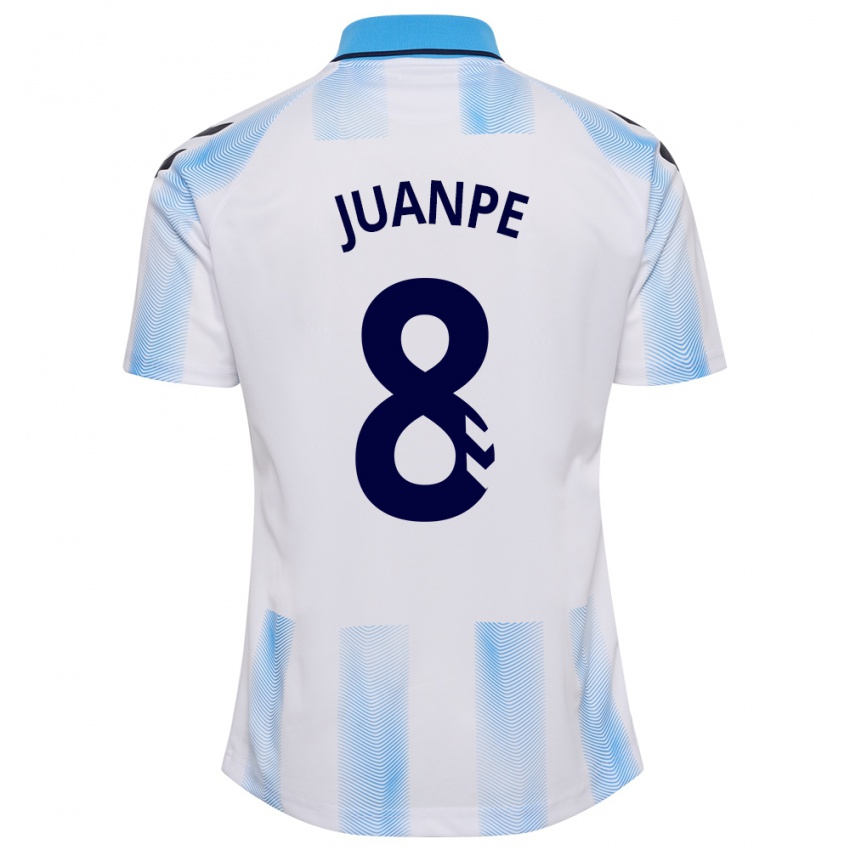 Niño Camiseta Juanpe #8 Blanco Azul 1ª Equipación 2023/24 La Camisa Perú