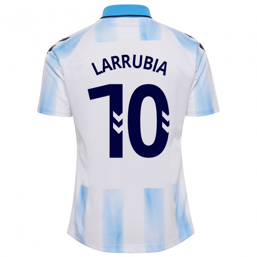 Niño Camiseta David Larrubia #10 Blanco Azul 1ª Equipación 2023/24 La Camisa Perú