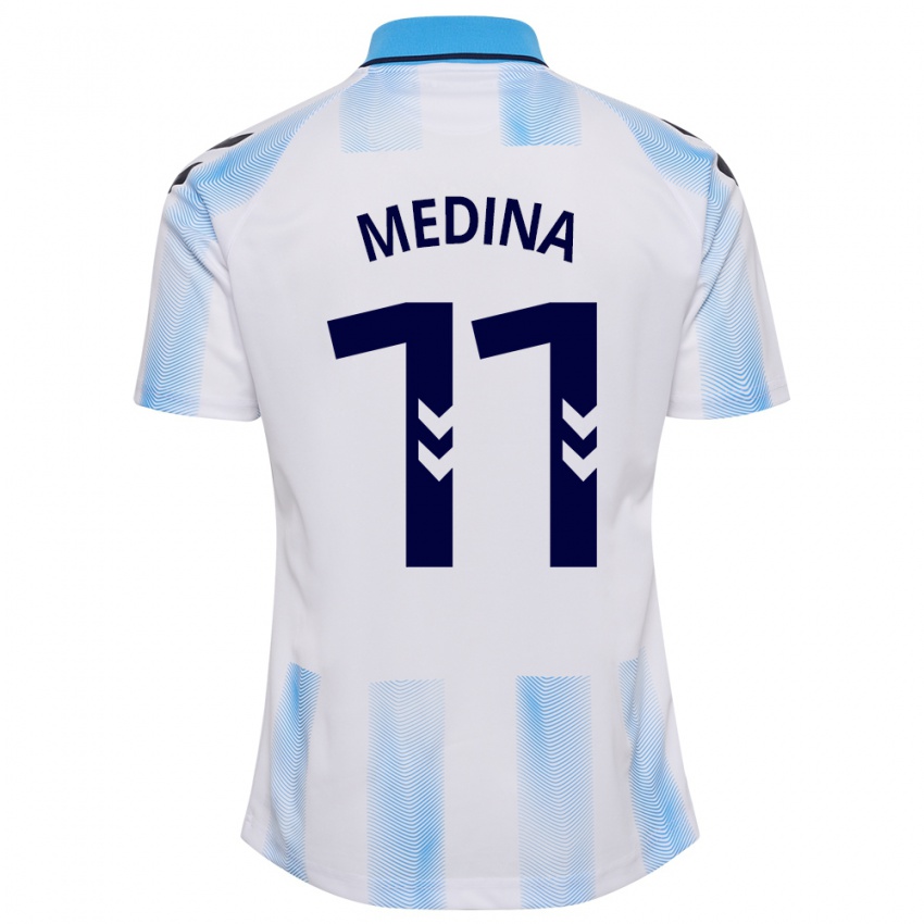 Niño Camiseta Kevin Medina #11 Blanco Azul 1ª Equipación 2023/24 La Camisa Perú
