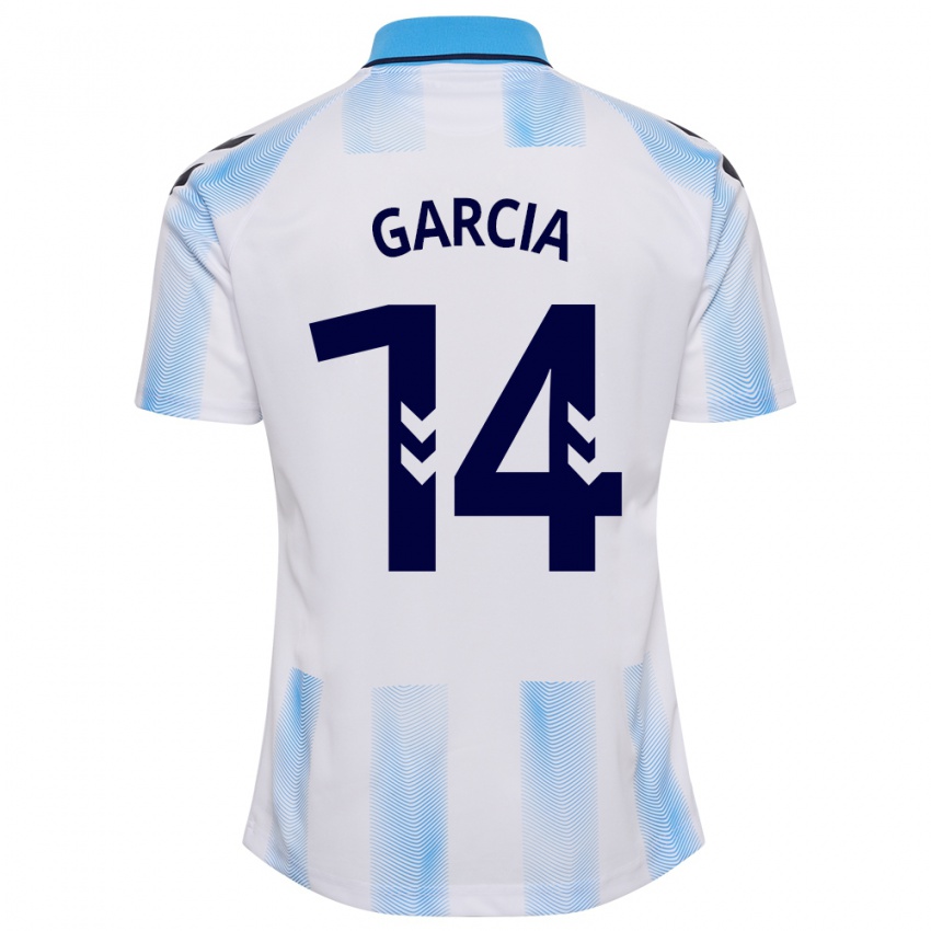 Niño Camiseta Víctor García #14 Blanco Azul 1ª Equipación 2023/24 La Camisa Perú