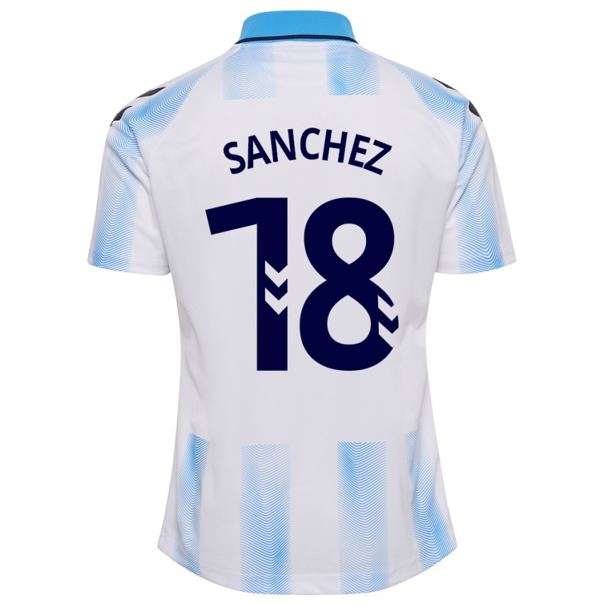 Niño Camiseta Dani Sánchez #18 Blanco Azul 1ª Equipación 2023/24 La Camisa Perú