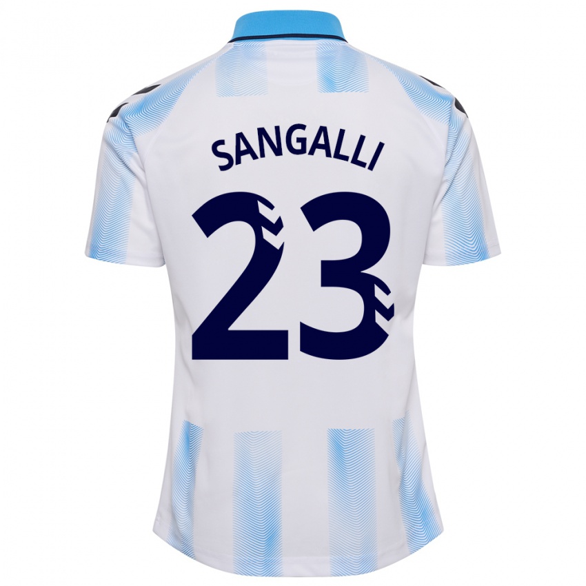 Niño Camiseta Luca Sangalli #23 Blanco Azul 1ª Equipación 2023/24 La Camisa Perú