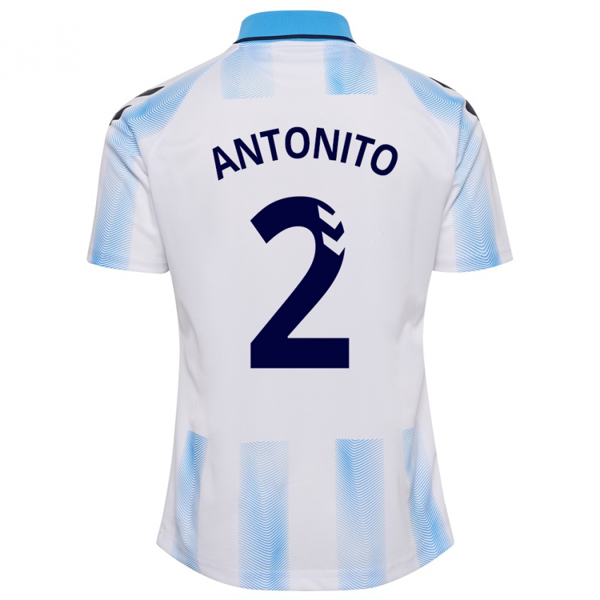 Niño Camiseta Antoñito #2 Blanco Azul 1ª Equipación 2023/24 La Camisa Perú