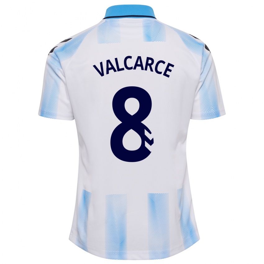 Niño Camiseta Alejandro Valcarce #8 Blanco Azul 1ª Equipación 2023/24 La Camisa Perú