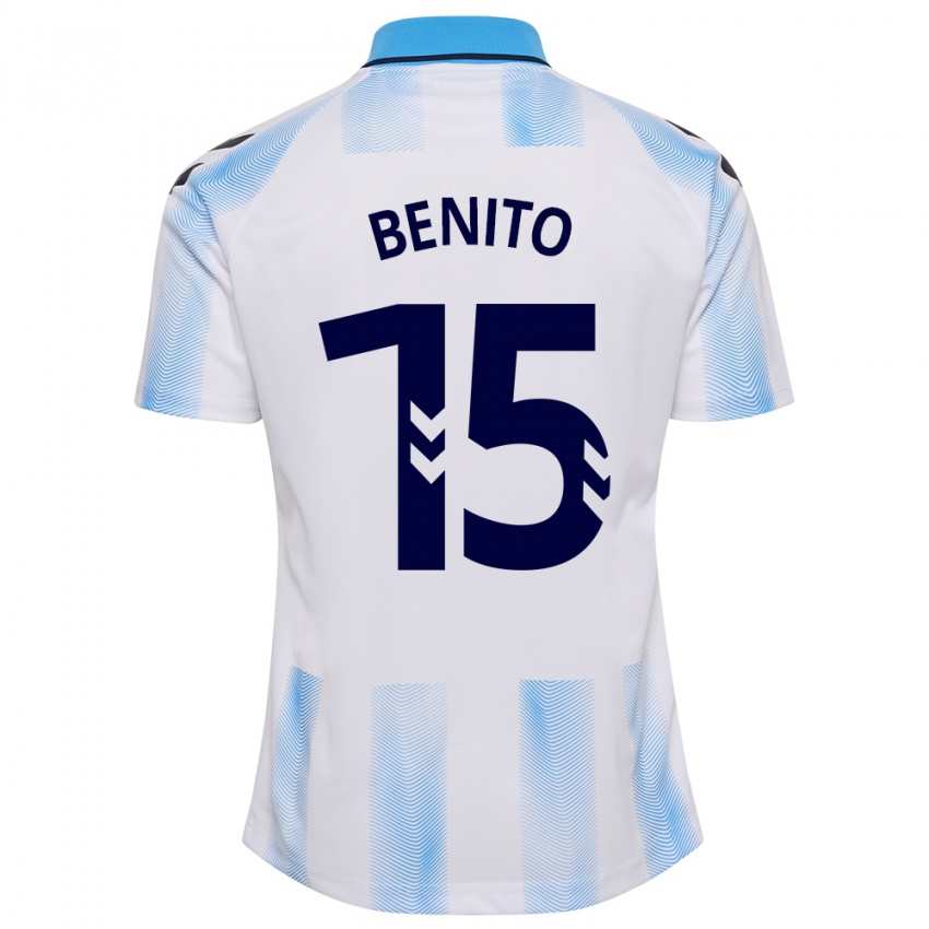 Niño Camiseta Iván Benito #15 Blanco Azul 1ª Equipación 2023/24 La Camisa Perú