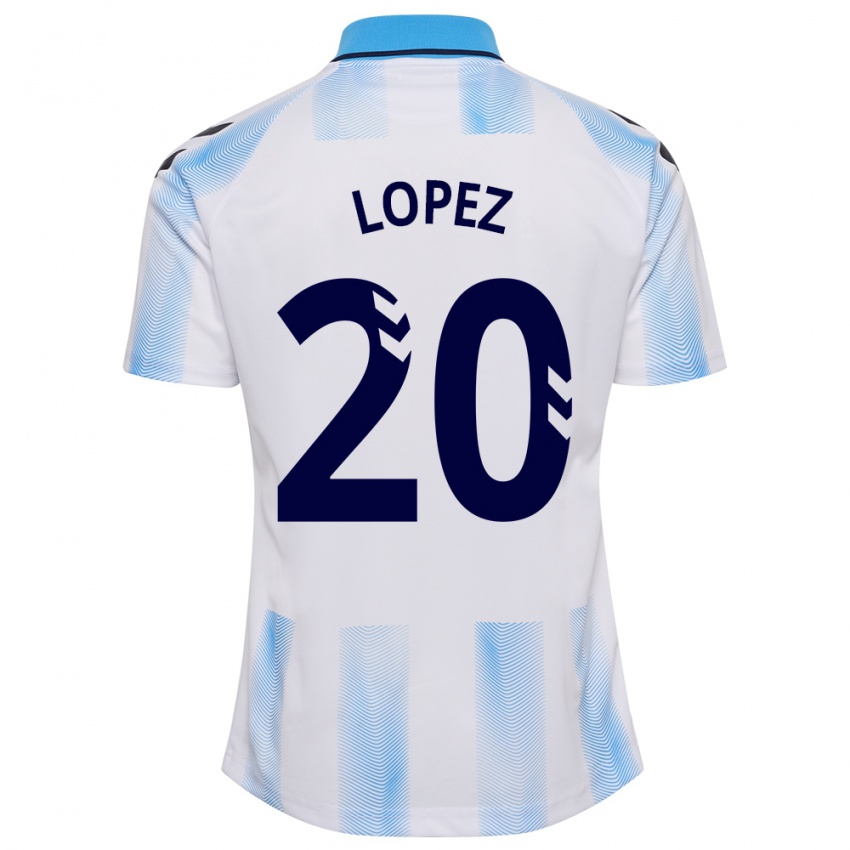 Niño Camiseta Adri López #20 Blanco Azul 1ª Equipación 2023/24 La Camisa Perú