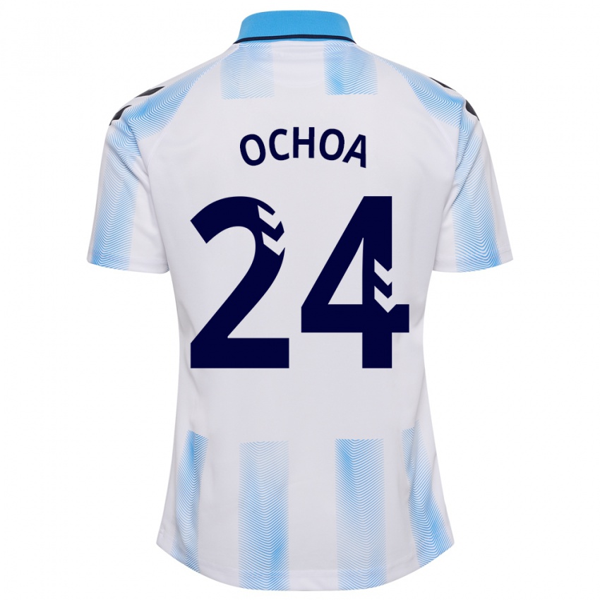 Niño Camiseta Aarón Ochoa #24 Blanco Azul 1ª Equipación 2023/24 La Camisa Perú