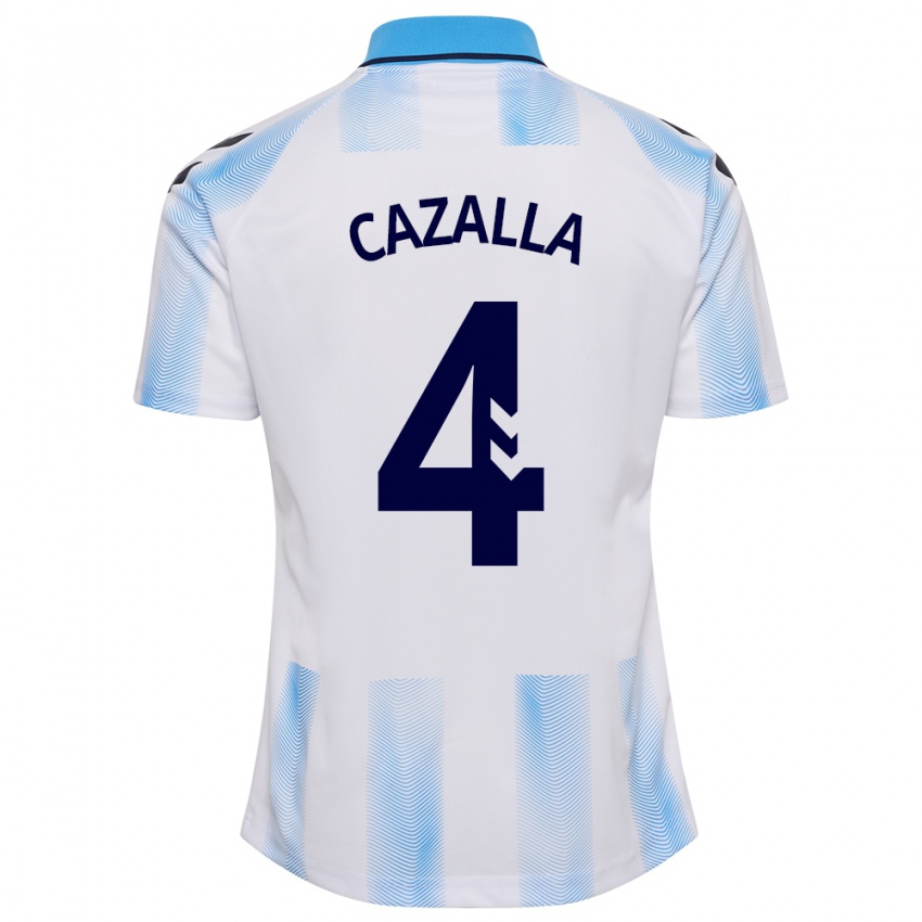 Niño Camiseta Marta Cazalla #4 Blanco Azul 1ª Equipación 2023/24 La Camisa Perú