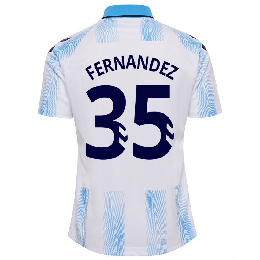 Niño Camiseta Inés Fernández #35 Blanco Azul 1ª Equipación 2023/24 La Camisa Perú