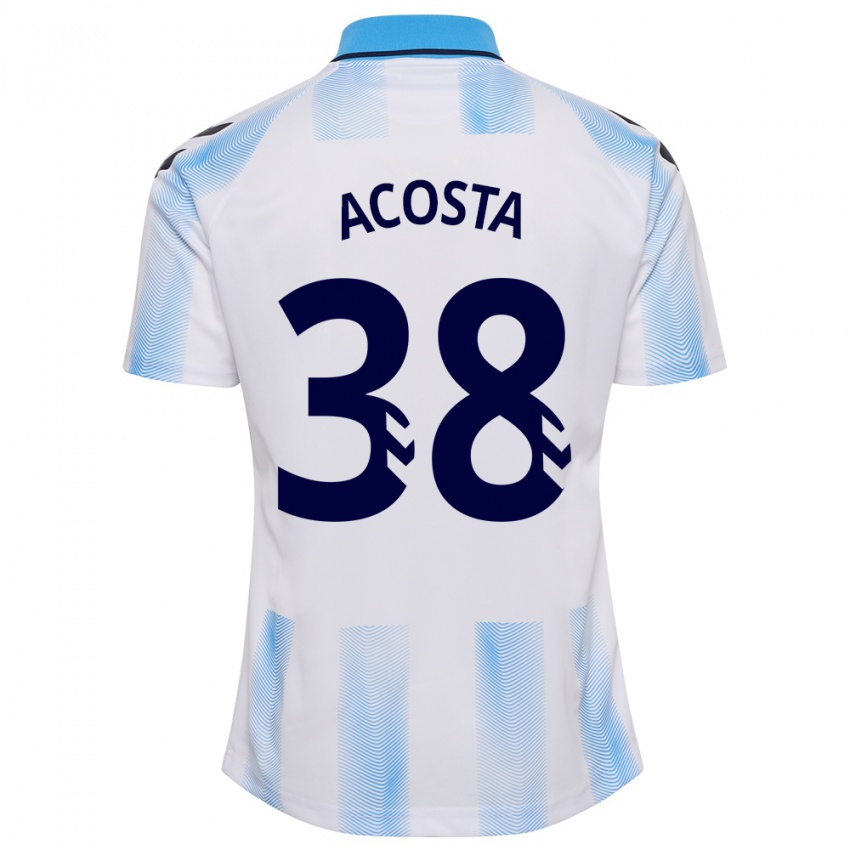 Niño Camiseta Judith Acosta #38 Blanco Azul 1ª Equipación 2023/24 La Camisa Perú