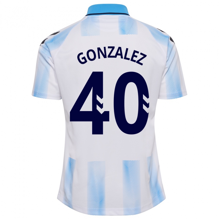 Niño Camiseta Carol González #40 Blanco Azul 1ª Equipación 2023/24 La Camisa Perú