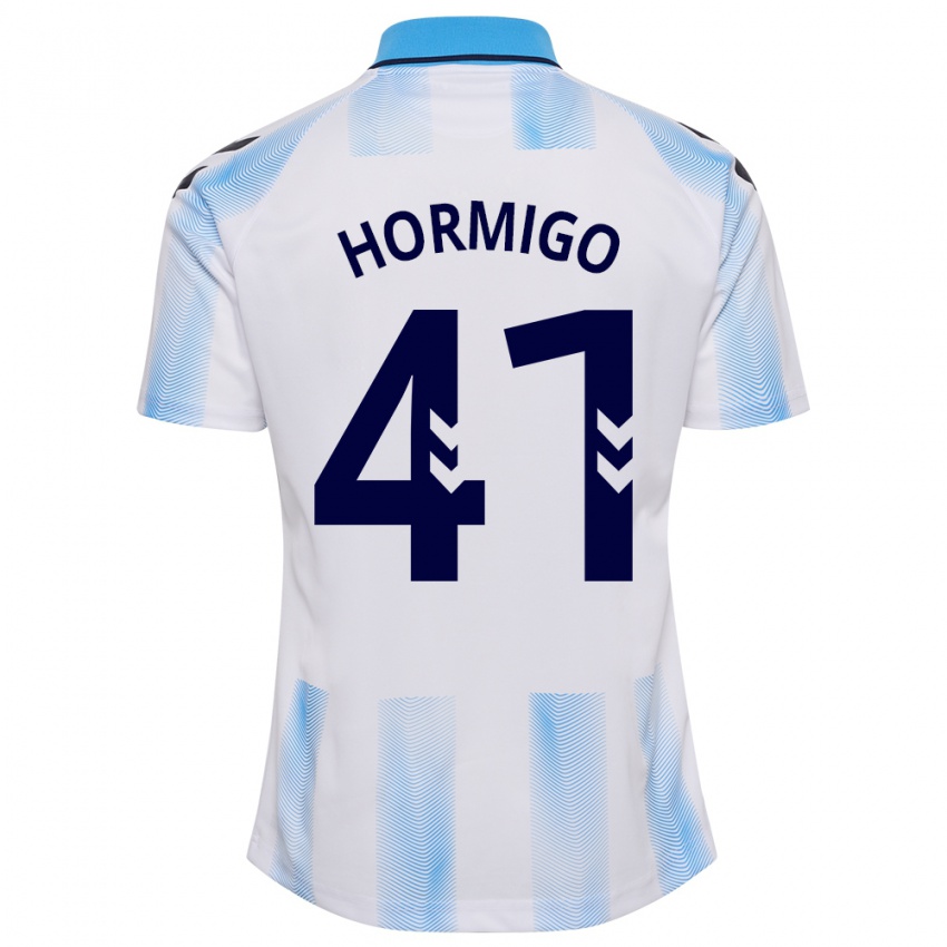 Niño Camiseta Cintia Hormigo #41 Blanco Azul 1ª Equipación 2023/24 La Camisa Perú