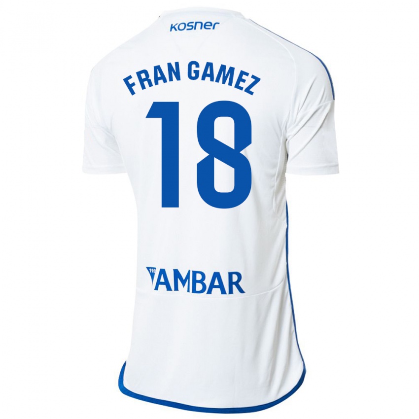 Niño Camiseta Fran Gámez #18 Blanco 1ª Equipación 2023/24 La Camisa Perú