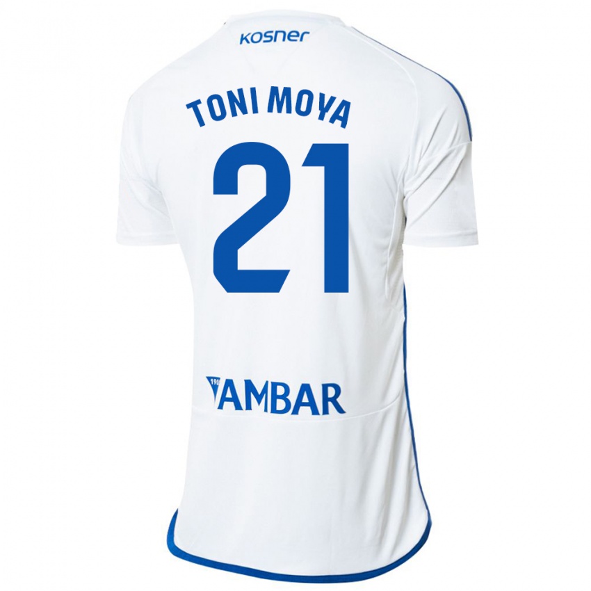 Niño Camiseta Toni Moya #21 Blanco 1ª Equipación 2023/24 La Camisa Perú